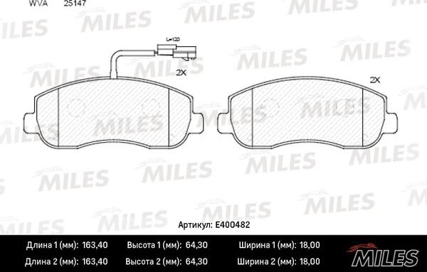 Miles E400482 - Brake Pad Set, disc brake autospares.lv