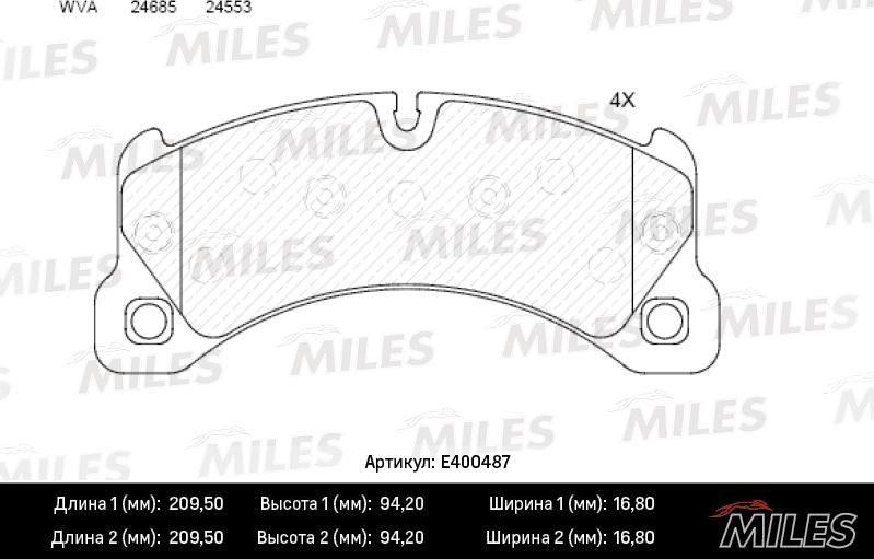 Miles E400487 - Brake Pad Set, disc brake autospares.lv