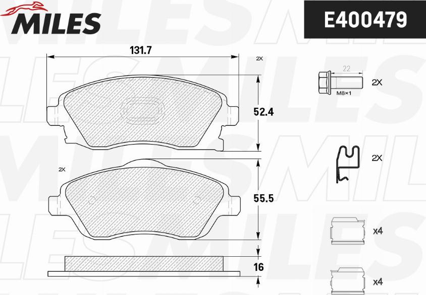 Miles E400479 - Brake Pad Set, disc brake autospares.lv