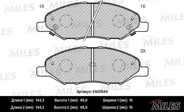 Miles E400544 - Brake Pad Set, disc brake autospares.lv