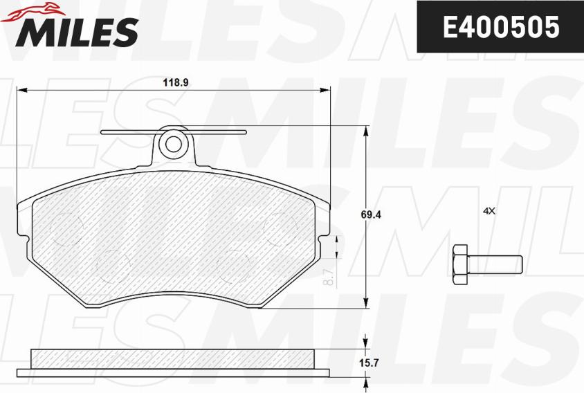 Miles E400505 - Brake Pad Set, disc brake autospares.lv