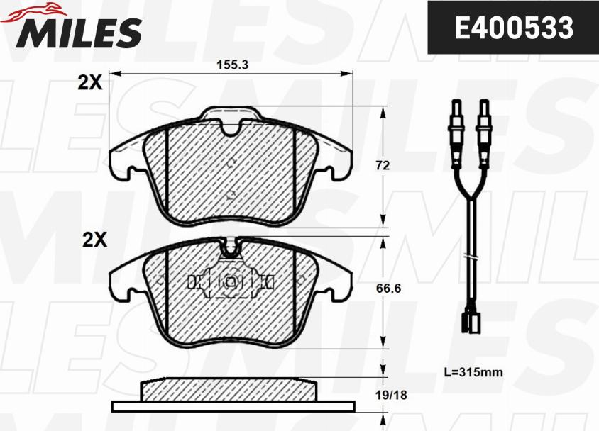 Miles E400533 - Brake Pad Set, disc brake autospares.lv