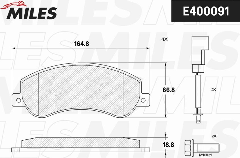 Miles E400091 - Brake Pad Set, disc brake autospares.lv