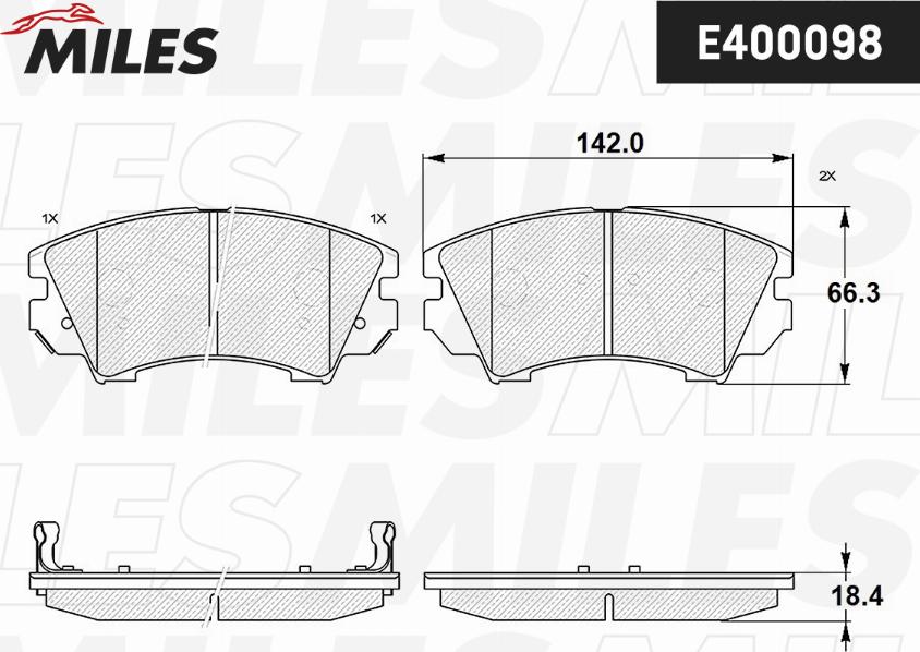 Miles E400098 - Brake Pad Set, disc brake autospares.lv