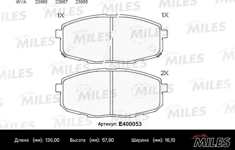 Miles E400053 - Brake Pad Set, disc brake autospares.lv