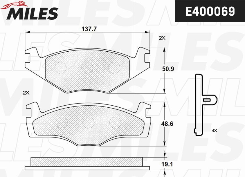 Miles E400069 - Brake Pad Set, disc brake autospares.lv