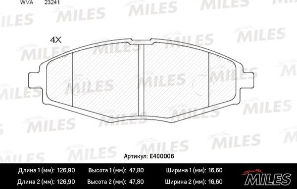 Miles E400006 - Brake Pad Set, disc brake autospares.lv