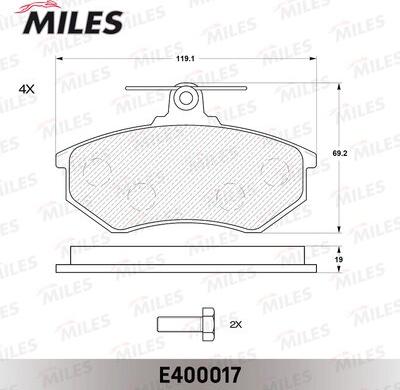 Miles E400017 - Brake Pad Set, disc brake autospares.lv