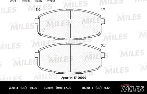 Miles E400020 - Brake Pad Set, disc brake autospares.lv