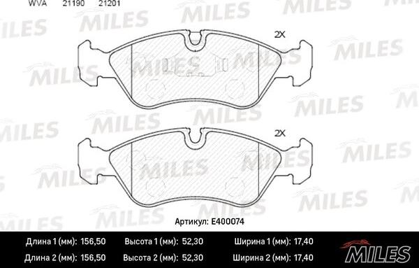 Miles E400074 - Brake Pad Set, disc brake autospares.lv