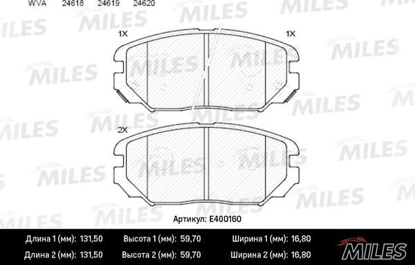 Miles E400160 - Brake Pad Set, disc brake autospares.lv