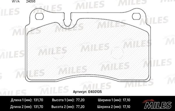 Miles E400105 - Brake Pad Set, disc brake autospares.lv