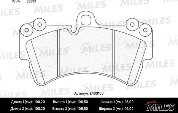 Miles E400106 - Brake Pad Set, disc brake autospares.lv