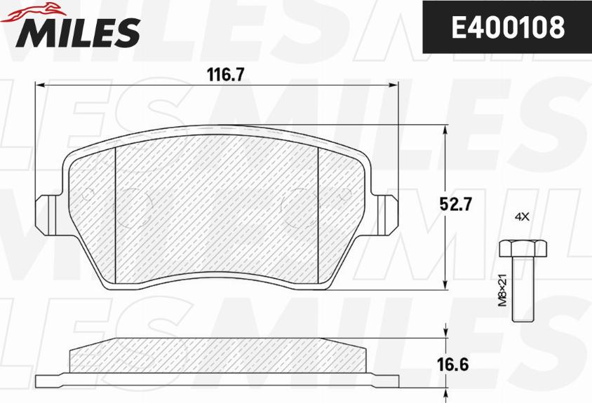 Miles E400108 - Brake Pad Set, disc brake autospares.lv