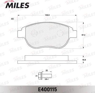 Miles E400115 - Brake Pad Set, disc brake autospares.lv