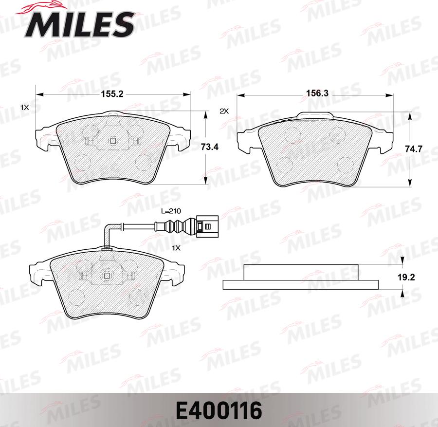 Miles E400116 - Brake Pad Set, disc brake autospares.lv