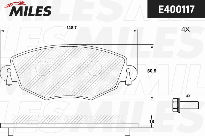 Miles E400117 - Brake Pad Set, disc brake autospares.lv