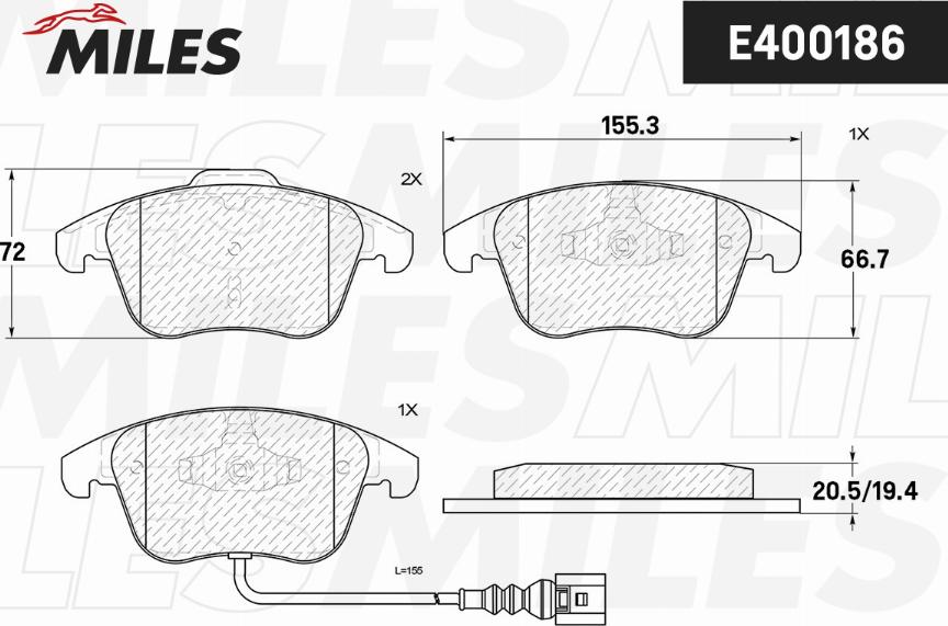 Miles E400186 - Brake Pad Set, disc brake autospares.lv