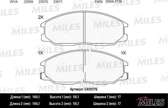 Miles E400179 - Brake Pad Set, disc brake autospares.lv