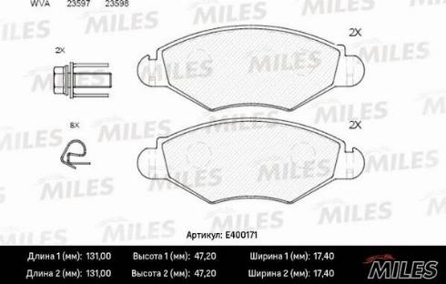 Miles E400171 - Brake Pad Set, disc brake autospares.lv