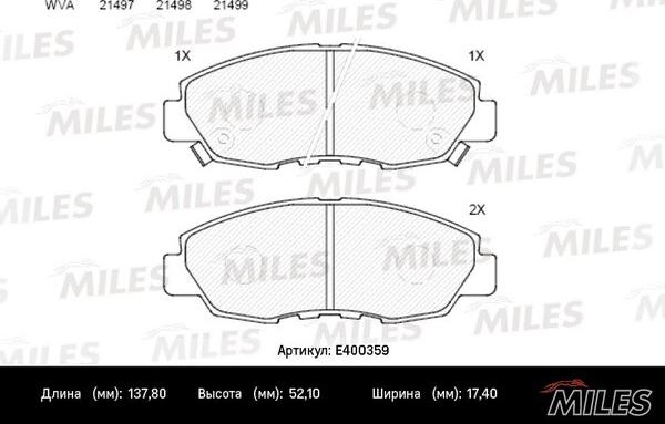 Miles E400359 - Brake Pad Set, disc brake autospares.lv