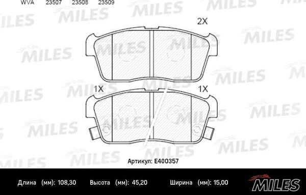 Miles E400357 - Brake Pad Set, disc brake autospares.lv