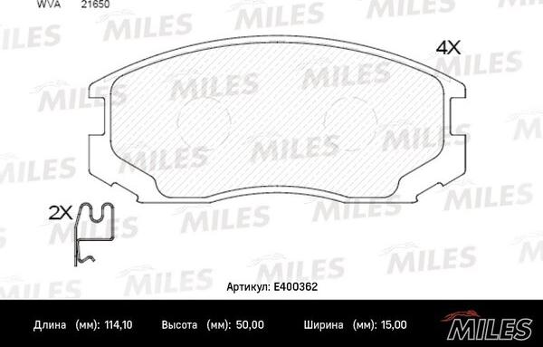 Miles E400362 - Brake Pad Set, disc brake autospares.lv