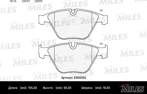 Miles E400302 - Brake Pad Set, disc brake autospares.lv