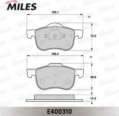 Miles E400310 - Brake Pad Set, disc brake autospares.lv