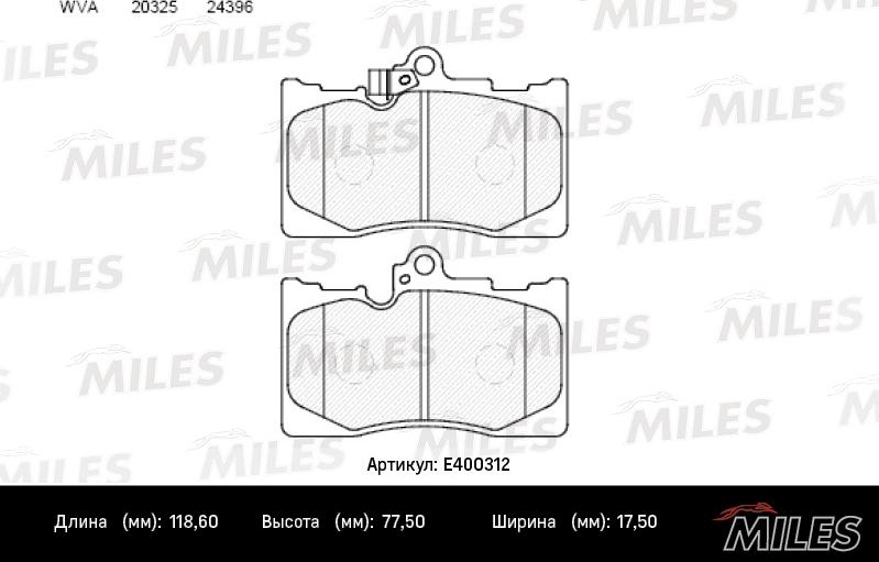 Miles E400312 - Brake Pad Set, disc brake autospares.lv