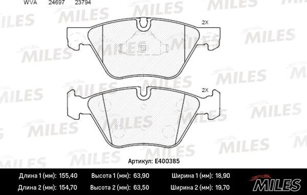 Miles E400385 - Brake Pad Set, disc brake autospares.lv