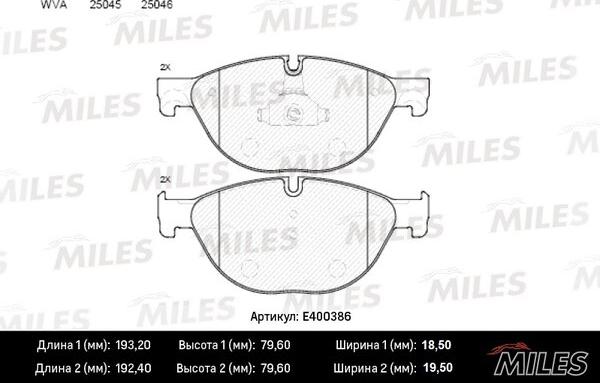 Miles E400386 - Brake Pad Set, disc brake autospares.lv