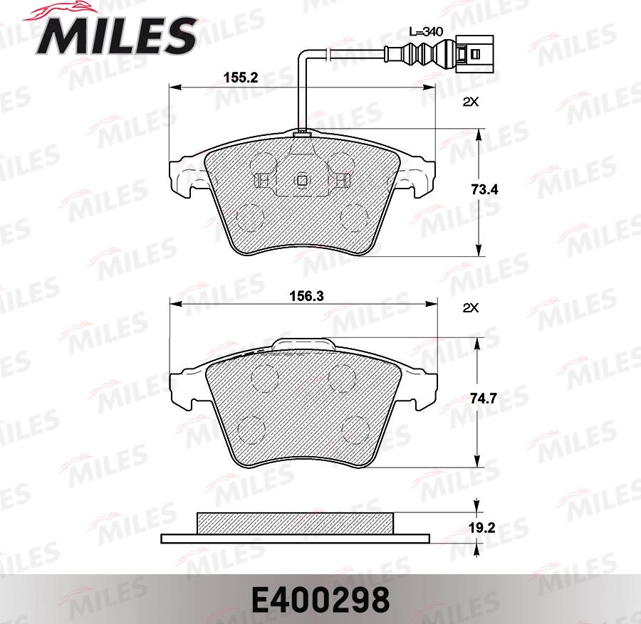 Miles E400298 - Brake Pad Set, disc brake autospares.lv
