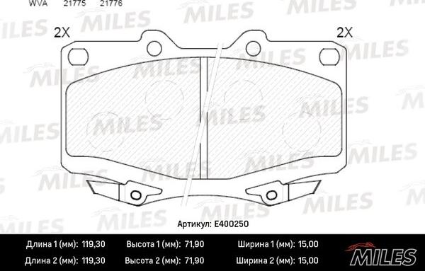 Miles E400250 - Brake Pad Set, disc brake autospares.lv