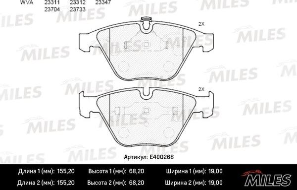 Miles E400268 - Brake Pad Set, disc brake autospares.lv