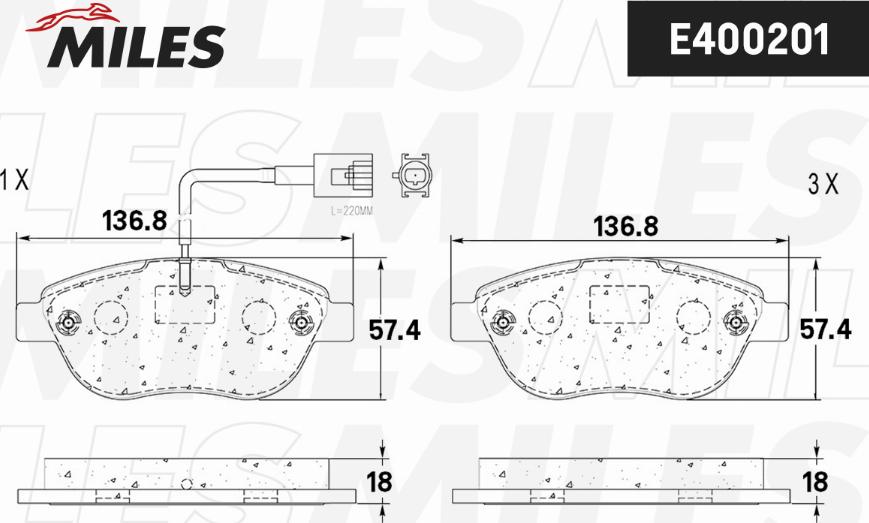 Miles E400201 - Brake Pad Set, disc brake autospares.lv