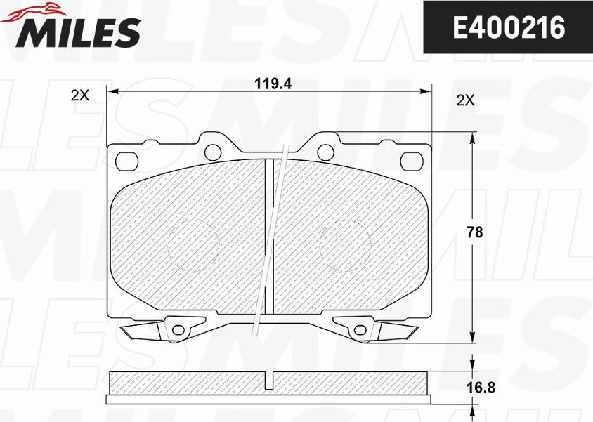 Miles E400216 - Brake Pad Set, disc brake autospares.lv