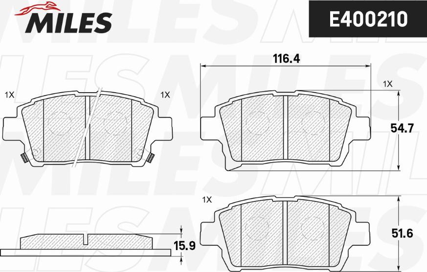 Miles E400210 - Brake Pad Set, disc brake autospares.lv