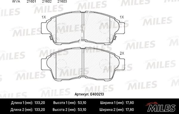 Miles E400213 - Brake Pad Set, disc brake autospares.lv