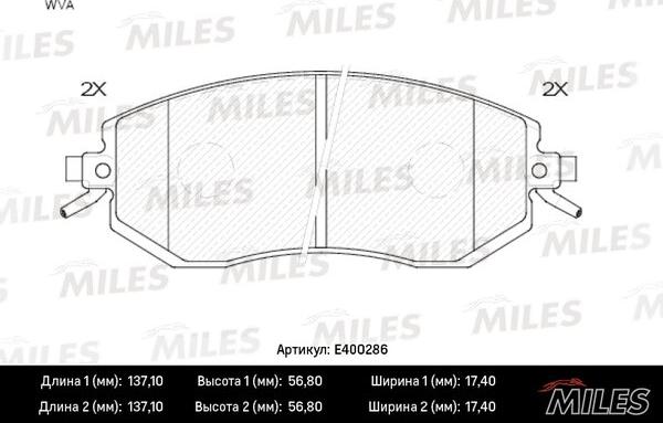 Miles E400286 - Brake Pad Set, disc brake autospares.lv