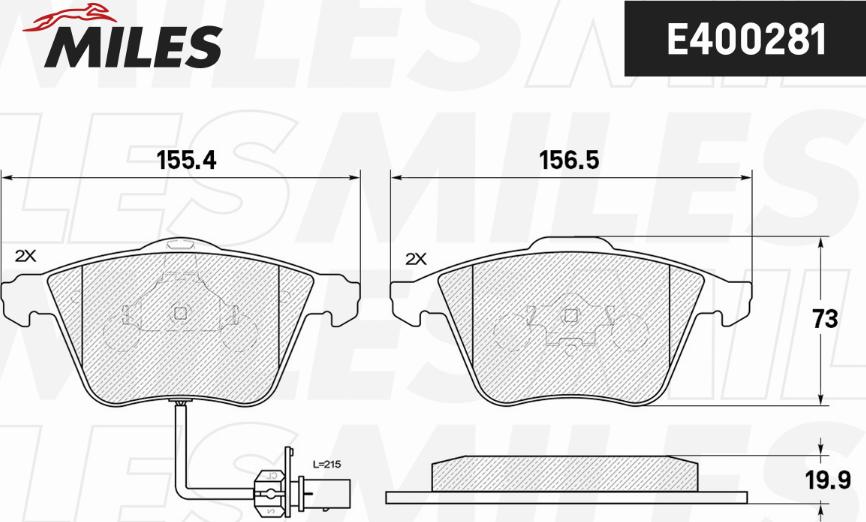 Miles E400281 - Brake Pad Set, disc brake autospares.lv