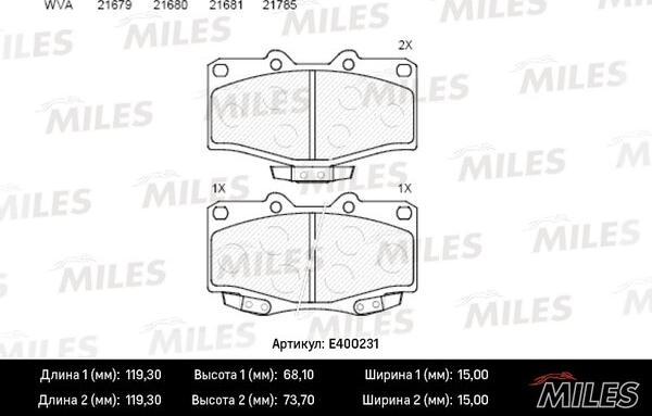 Miles E400231 - Brake Pad Set, disc brake autospares.lv