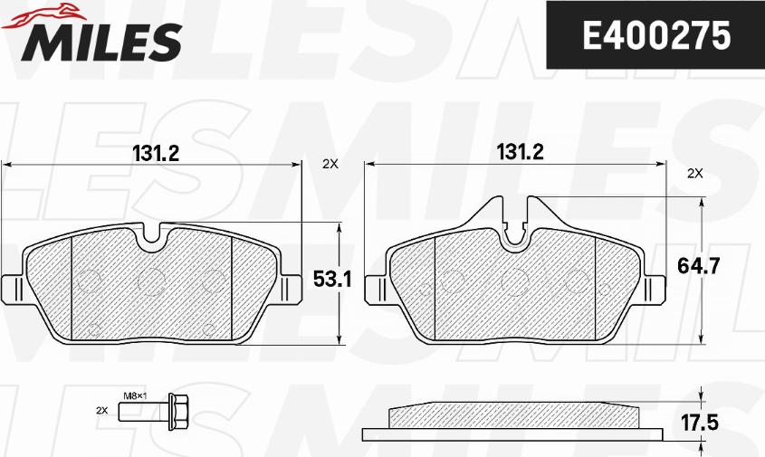 Miles E400275 - Brake Pad Set, disc brake autospares.lv