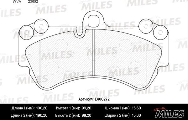Miles E400272 - Brake Pad Set, disc brake autospares.lv