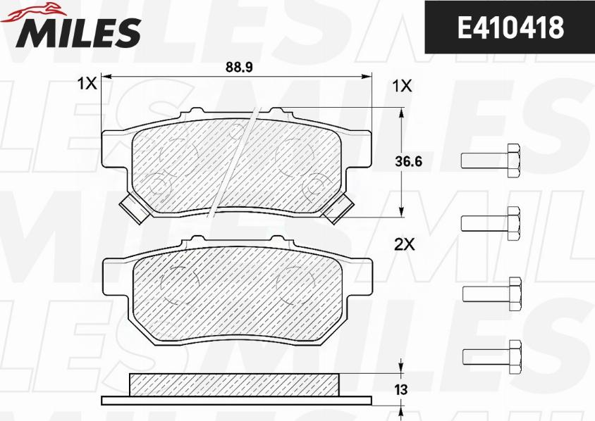 Miles E410418 - Brake Pad Set, disc brake autospares.lv