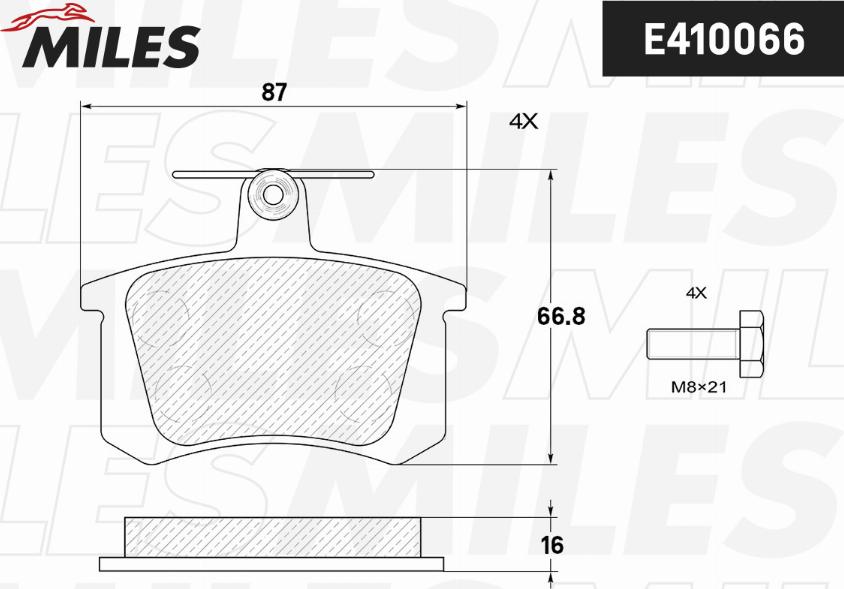 Miles E410066 - Brake Pad Set, disc brake autospares.lv