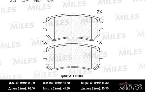 Miles E410009 - Brake Pad Set, disc brake autospares.lv