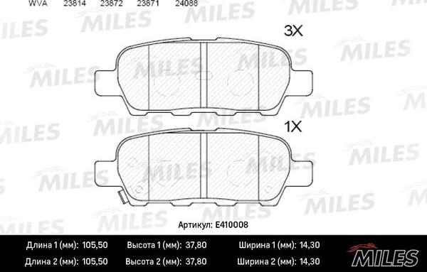 Miles E410008 - Brake Pad Set, disc brake autospares.lv