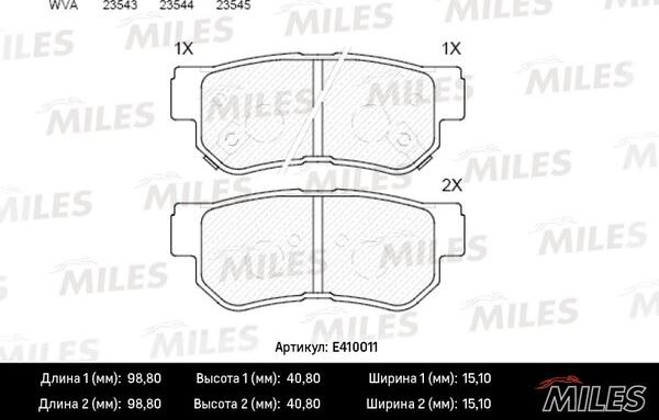 Miles E410011 - Brake Pad Set, disc brake autospares.lv