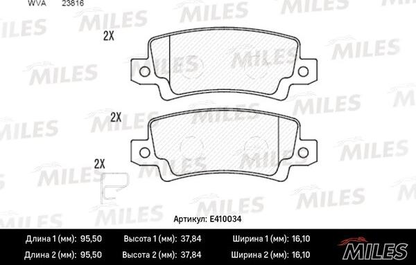 Miles E410034 - Brake Pad Set, disc brake autospares.lv